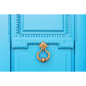 Blue door with gold knocker - Paris, France art print 2:3 ratio