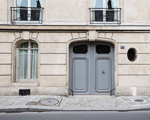 Paris Gray Door Photograph Wall Art Print