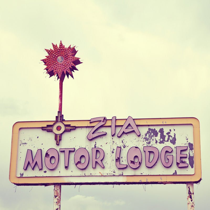 Retro Zia Motor Lodge Motel Sign Wall Art Print